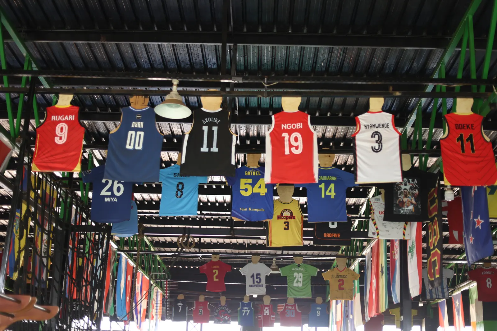 Basketball jerseys wall at MetaFit256